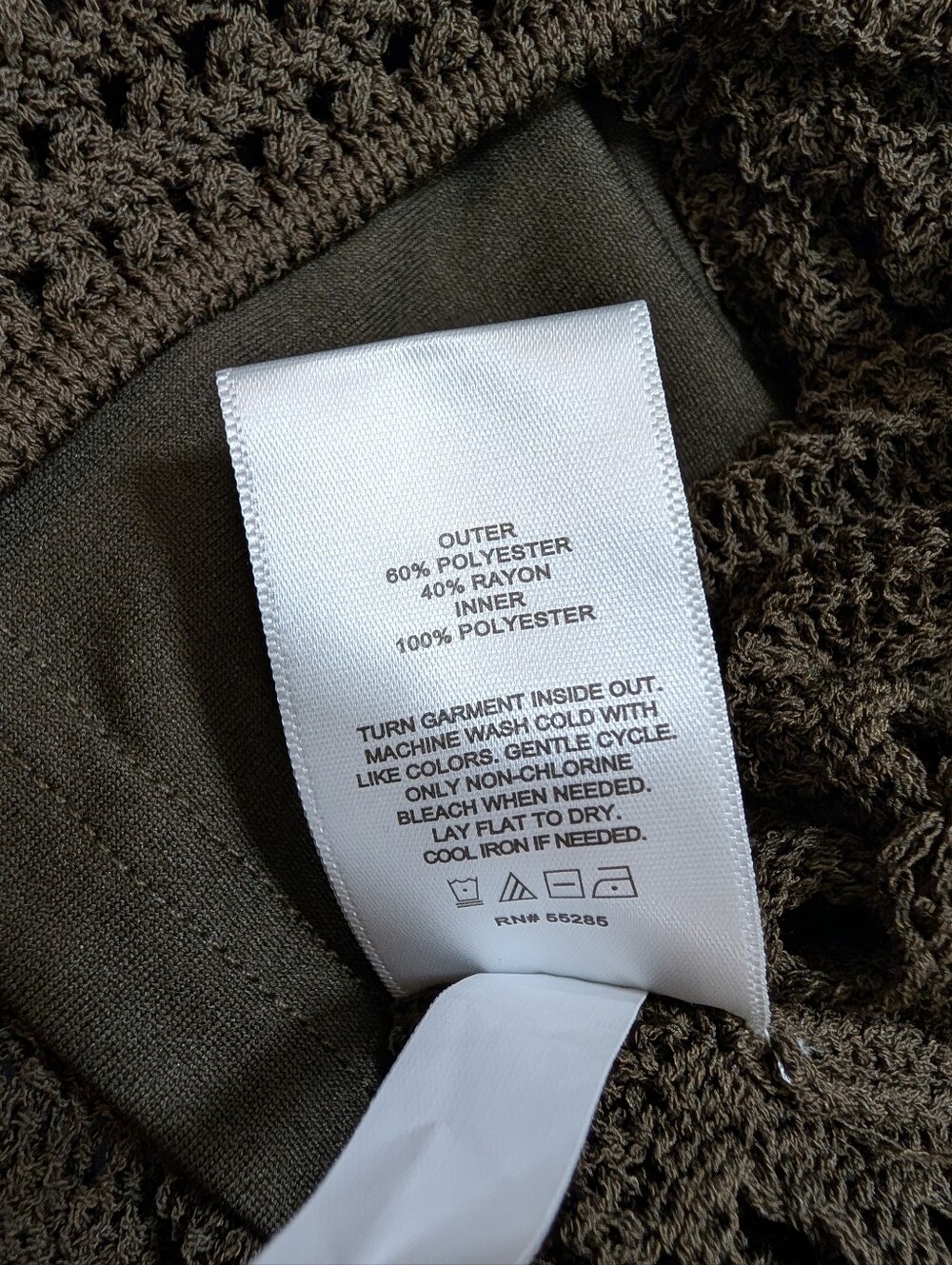 Express Olive Green Crochet Knit Crop Tank Top Sleeveless High Neck Lined Medium - Picture 7 of 8